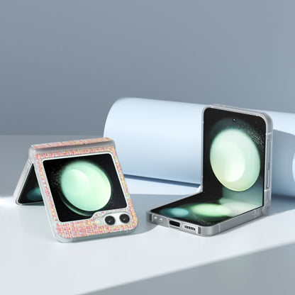 3 in 1 Colorful Rhombic Texture Frosted Translucent Frame PU Phone Case, For Samsung Galaxy Z Flip6 / Flip7 FE, For Samsung Galaxy Z Flip5 5G