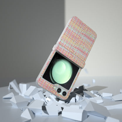 3 in 1 Colorful Rhombic Texture Frosted Translucent Frame PU Phone Case, For Samsung Galaxy Z Flip6 / Flip7 FE, For Samsung Galaxy Z Flip5 5G