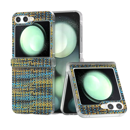 3 in 1 Colorful Rhombic Texture Frosted Translucent Frame PU Phone Case, For Samsung Galaxy Z Flip6 / Flip7 FE, For Samsung Galaxy Z Flip5 5G