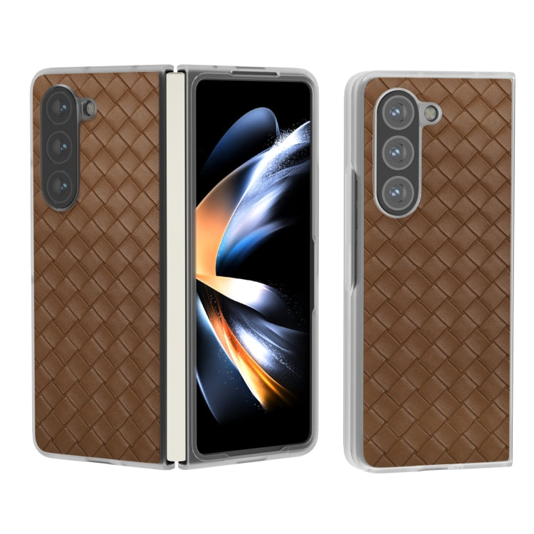 Woven Texture Frosted Translucent Frame PU Phone Case