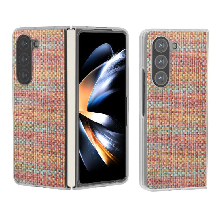 Colorful Rhombic Texture Frosted Translucent Frame PU Phone Case, For Samsung Galaxy Z Fold6 5G, For Samsung Galaxy Z Fold5 5G