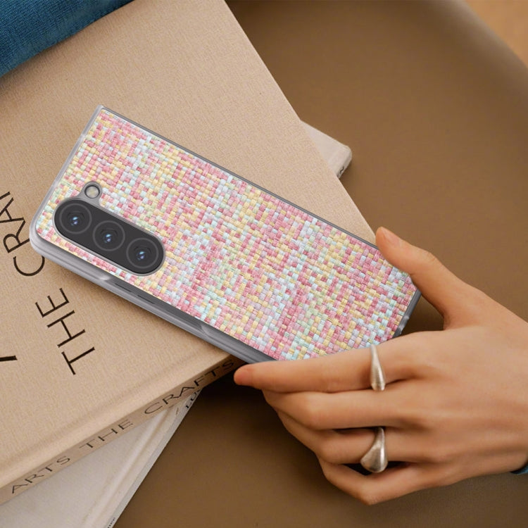 Colorful Rhombic Texture Frosted Translucent Frame PU Phone Case, For Samsung Galaxy Z Fold6 5G, For Samsung Galaxy Z Fold5 5G