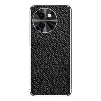 Silver Edge Cross Texture PU Leather Phone Case, For vivo Y200i, For vivo iQOO Neo9 Pro, For vivo iQOO Neo9, For vivo iQOO 12 Pro, For vivo iQOO 12, For vivo iQOO Neo8 Pro