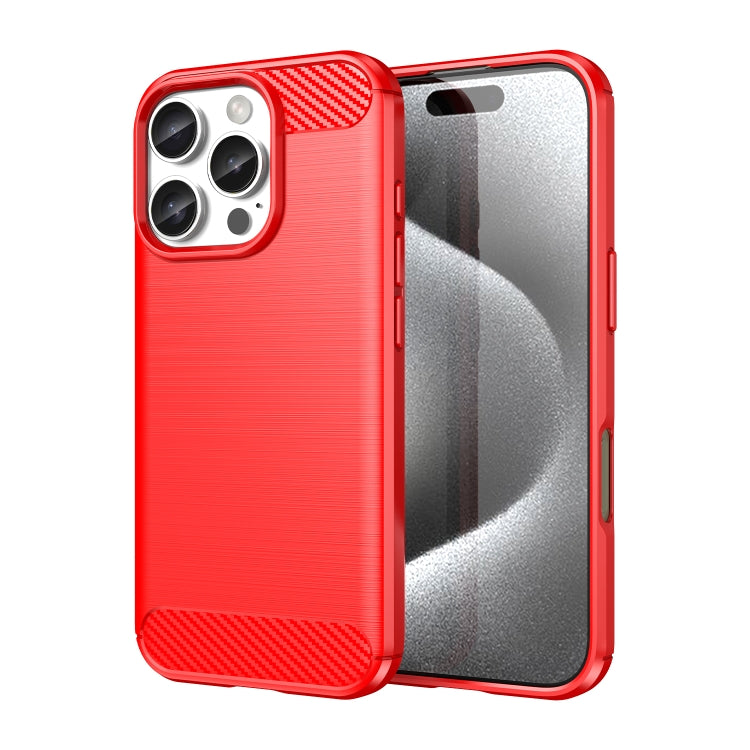 Brushed Texture Carbon Fiber TPU Phone Case, For iPhone 16 Pro Max, For iPhone 16 Pro, For iPhone 16 Plus, For iPhone 16