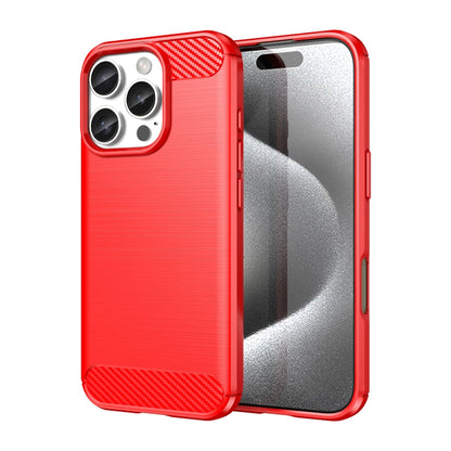 Brushed Texture Carbon Fiber TPU Phone Case, For iPhone 16 Pro Max, For iPhone 16 Pro, For iPhone 16 Plus, For iPhone 16