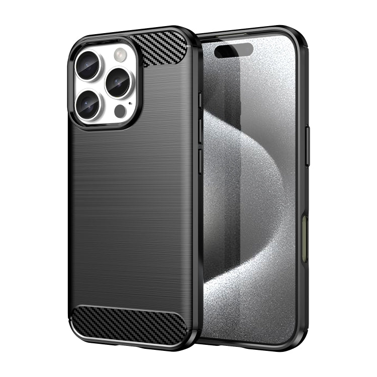 Brushed Texture Carbon Fiber TPU Phone Case, For iPhone 16 Pro Max, For iPhone 16 Pro, For iPhone 16 Plus, For iPhone 16