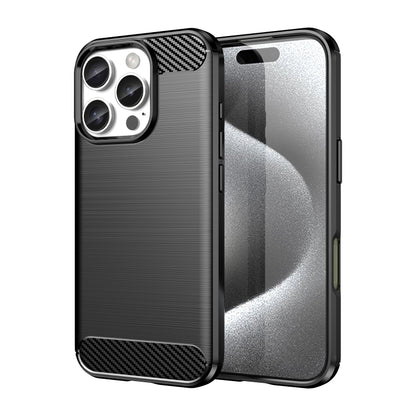 Brushed Texture Carbon Fiber TPU Phone Case, For iPhone 16 Pro Max, For iPhone 16 Pro, For iPhone 16 Plus, For iPhone 16