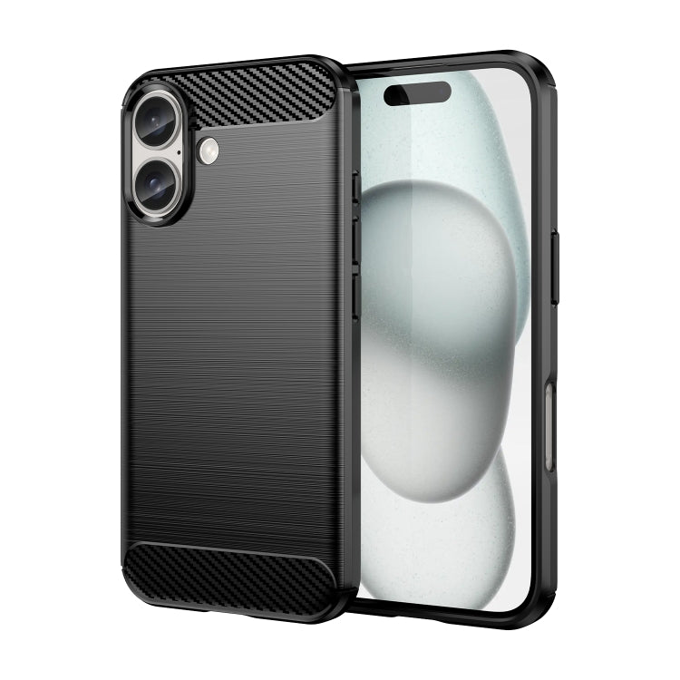 Brushed Texture Carbon Fiber TPU Phone Case, For iPhone 16 Pro Max, For iPhone 16 Pro, For iPhone 16 Plus, For iPhone 16