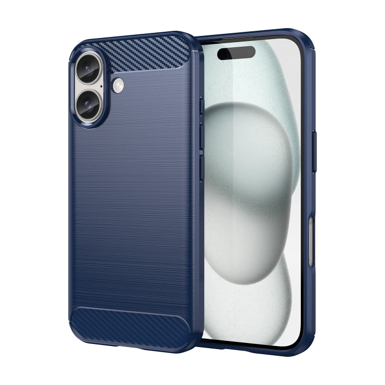 Brushed Texture Carbon Fiber TPU Phone Case, For iPhone 16 Pro Max, For iPhone 16 Pro, For iPhone 16 Plus, For iPhone 16