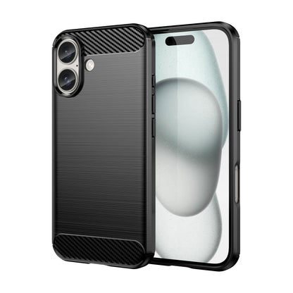 Brushed Texture Carbon Fiber TPU Phone Case, For iPhone 16 Pro Max, For iPhone 16 Pro, For iPhone 16 Plus, For iPhone 16
