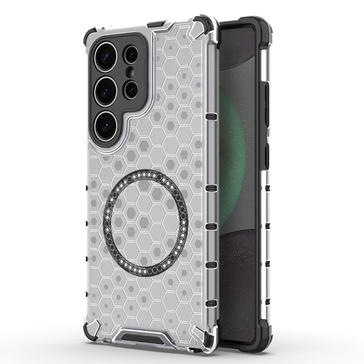 Honeycomb Magnetic Ring Shockproof Phone Case, For Samsung Galaxy S25 5G, For Samsung Galaxy S25+ 5G, For Samsung Galaxy S25 Ultra 5G, For Samsung Galaxy S24 Ultra 5G