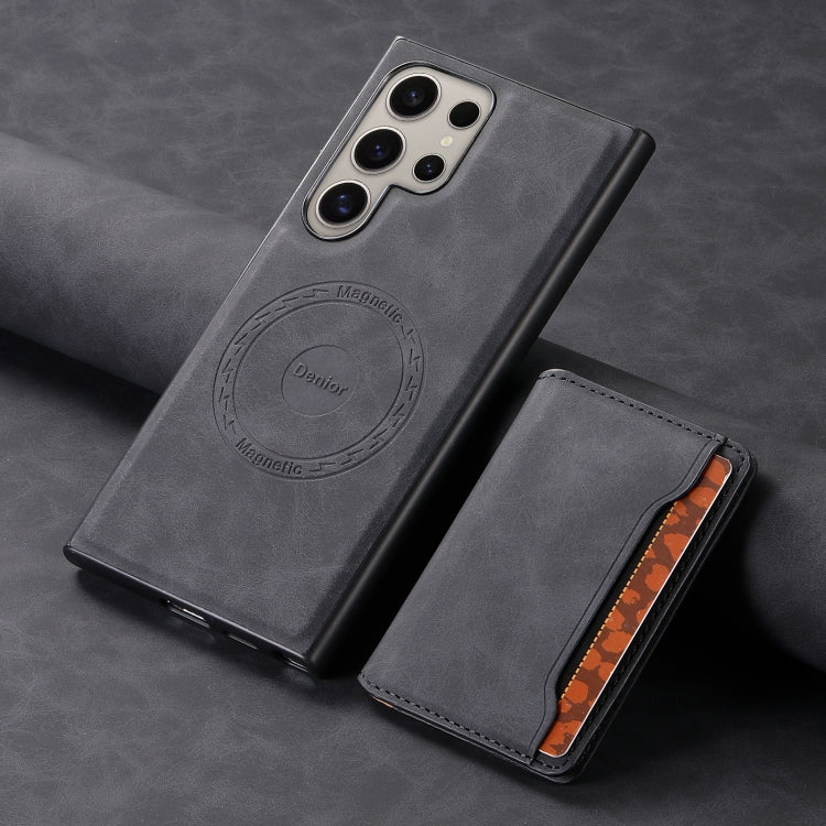 Denior D13 Retro Texture Leather MagSafe Card Bag Phone Case