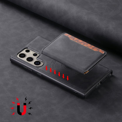 Denior D13 Retro Texture Leather MagSafe Card Bag Phone Case