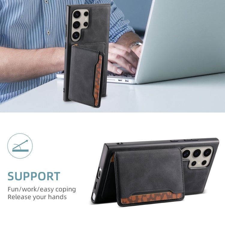 Denior D13 Retro Texture Leather MagSafe Card Bag Phone Case