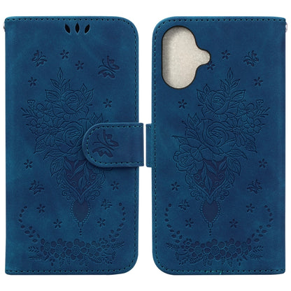 Butterfly Rose Embossed Leather Phone Case, For iPhone Air, For iPhone 16 Pro Max, For iPhone 16 Pro, For iPhone 16 Plus