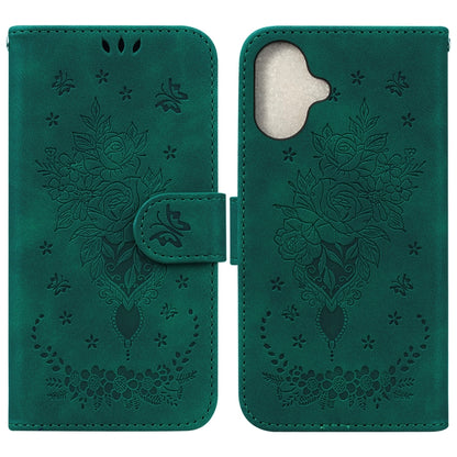 Butterfly Rose Embossed Leather Phone Case, For iPhone Air, For iPhone 16 Pro Max, For iPhone 16 Pro, For iPhone 16 Plus