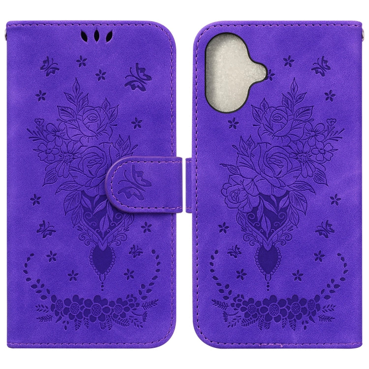 Butterfly Rose Embossed Leather Phone Case