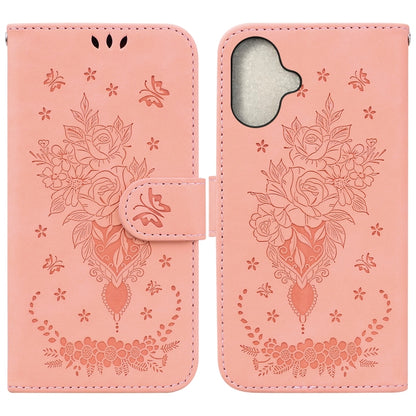 Butterfly Rose Embossed Leather Phone Case