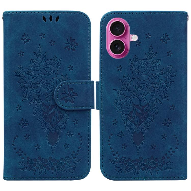 Butterfly Rose Embossed Leather Phone Case