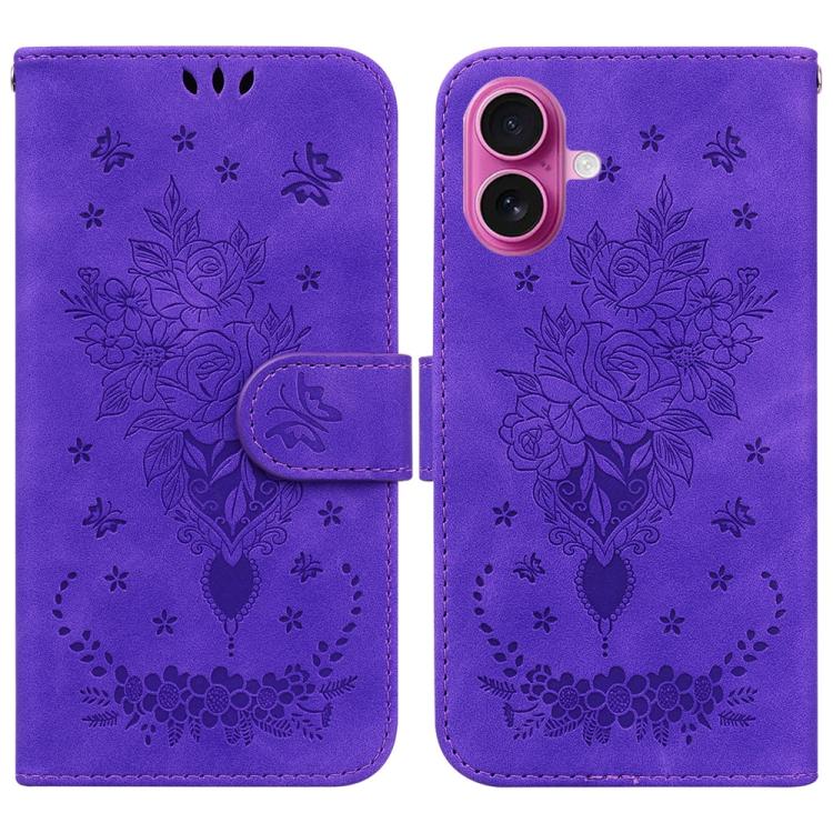 Butterfly Rose Embossed Leather Phone Case