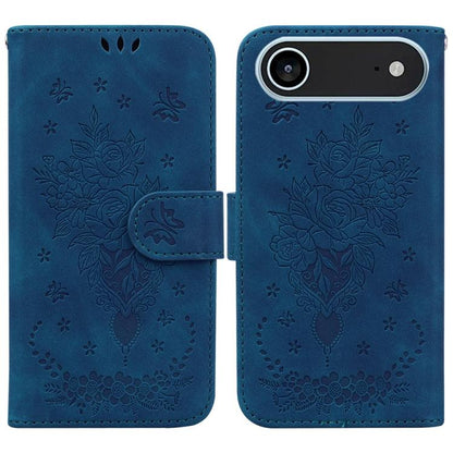Butterfly Rose Embossed Leather Phone Case, For iPhone Air, For iPhone 16 Pro Max, For iPhone 16 Pro, For iPhone 16 Plus