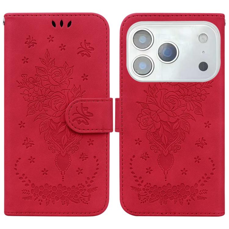 Butterfly Rose Embossed Leather Phone Case