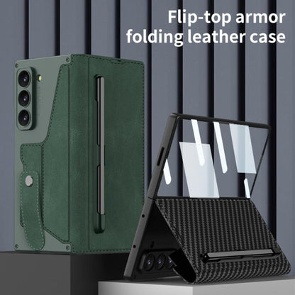 GKK Integrated Armor Flip Leather Case with Pen Slot, Stylus Not Included, For Samsung Galaxy Z Fold7 5G, For Samsung Galaxy Z Fold6