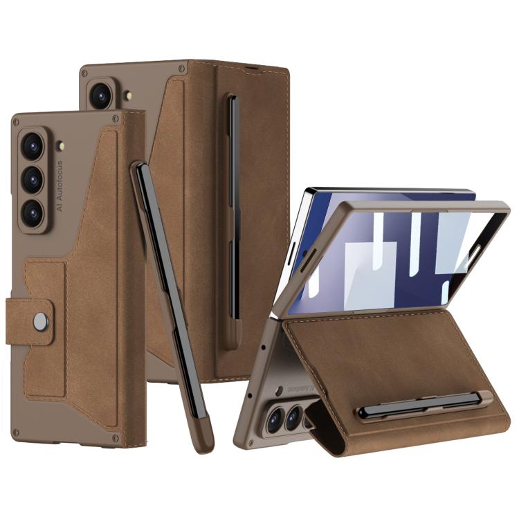 GKK Integrated Armor Flip Leather Case with Pen Slot, Stylus Not Included, For Samsung Galaxy Z Fold7 5G, For Samsung Galaxy Z Fold6