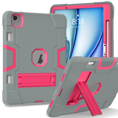 Contrast Color Silicone Acrylic PC Tablet Case with Holder, For iPad Air 11 2026 / 2025 / 2024