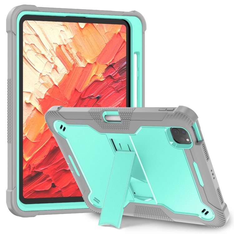 Shockproof Silicone Hybrid PC Tablet Case with Holder, For iPad Air 13 2026 / 2025 / 2024, For iPad Air 11 2026 / 2025 / 2024, For iPad Pro 13 2025 / 2024, For iPad Pro 11 2025 / 2024
