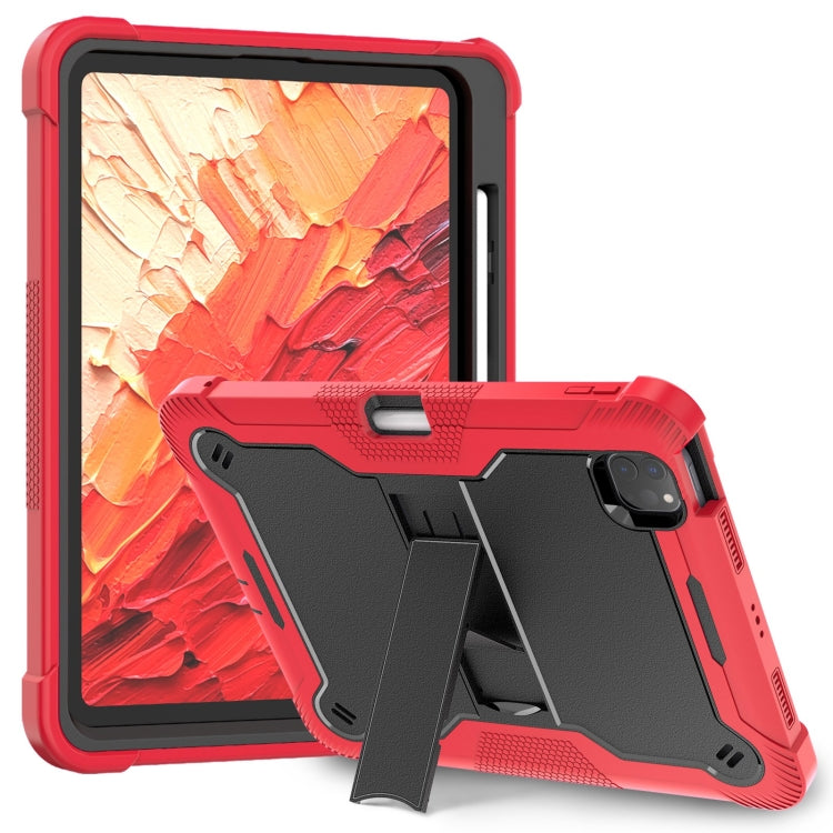 Shockproof Silicone Hybrid PC Tablet Case with Holder, For iPad Air 13 2026 / 2025 / 2024, For iPad Air 11 2026 / 2025 / 2024, For iPad Pro 13 2025 / 2024, For iPad Pro 11 2025 / 2024