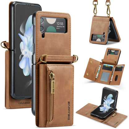 DG.MING M5 Series Zip RFID Multi Card Detachable Leather Phone Case with Long Lanyard