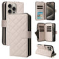 Crossbody Rhombic Zipper Tower Buckle Leather Phone Case with Lanyard, For iPhone 16, For iPhone 15 Pro Max, For iPhone 15 Pro, For iPhone 15 Plus / 14 Plus