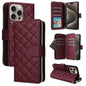 Crossbody Rhombic Zipper Tower Buckle Leather Phone Case with Lanyard, For iPhone 16, For iPhone 15 Pro Max, For iPhone 15 Pro, For iPhone 15 Plus / 14 Plus