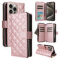 Crossbody Rhombic Zipper Tower Buckle Leather Phone Case with Lanyard, For iPhone 16, For iPhone 15 Pro Max, For iPhone 15 Pro, For iPhone 15 Plus / 14 Plus
