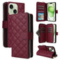 Crossbody Rhombic Zipper Tower Buckle Leather Phone Case with Lanyard, For iPhone 16, For iPhone 15 Pro Max, For iPhone 15 Pro, For iPhone 15 Plus / 14 Plus