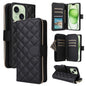 Crossbody Rhombic Zipper Tower Buckle Leather Phone Case with Lanyard, For iPhone 16, For iPhone 15 Pro Max, For iPhone 15 Pro, For iPhone 15 Plus / 14 Plus