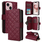 Crossbody Rhombic Zipper Tower Buckle Leather Phone Case with Lanyard, For iPhone 15, For iPhone 14 / 13, For iPhone 14 Pro, For iPhone 14 Pro Max