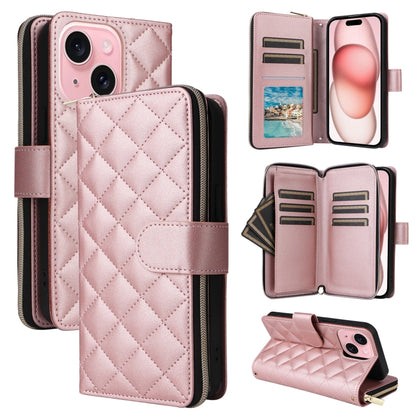 Crossbody Rhombic Zipper Tower Buckle Leather Phone Case with Lanyard, For iPhone 15, For iPhone 14 / 13, For iPhone 14 Pro, For iPhone 14 Pro Max