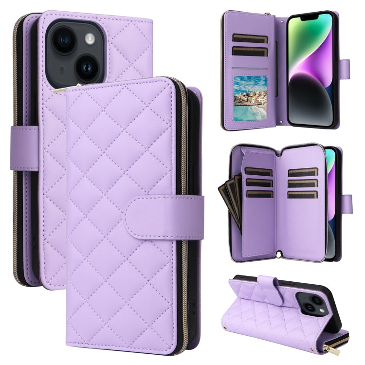 Crossbody Rhombic Zipper Tower Buckle Leather Phone Case with Lanyard, For iPhone 15, For iPhone 14 / 13, For iPhone 14 Pro, For iPhone 14 Pro Max