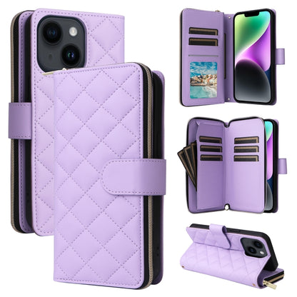 Crossbody Rhombic Zipper Tower Buckle Leather Phone Case with Lanyard, For iPhone 15, For iPhone 14 / 13, For iPhone 14 Pro, For iPhone 14 Pro Max