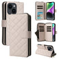 Crossbody Rhombic Zipper Tower Buckle Leather Phone Case with Lanyard, For iPhone 15, For iPhone 14 / 13, For iPhone 14 Pro, For iPhone 14 Pro Max
