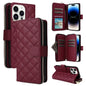 Crossbody Rhombic Zipper Tower Buckle Leather Phone Case with Lanyard, For iPhone 15, For iPhone 14 / 13, For iPhone 14 Pro, For iPhone 14 Pro Max