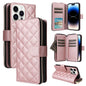Crossbody Rhombic Zipper Tower Buckle Leather Phone Case with Lanyard, For iPhone 15, For iPhone 14 / 13, For iPhone 14 Pro, For iPhone 14 Pro Max