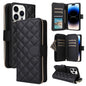 Crossbody Rhombic Zipper Tower Buckle Leather Phone Case with Lanyard, For iPhone 15, For iPhone 14 / 13, For iPhone 14 Pro, For iPhone 14 Pro Max