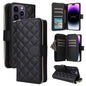 Crossbody Rhombic Zipper Tower Buckle Leather Phone Case with Lanyard, For iPhone 15, For iPhone 14 / 13, For iPhone 14 Pro, For iPhone 14 Pro Max