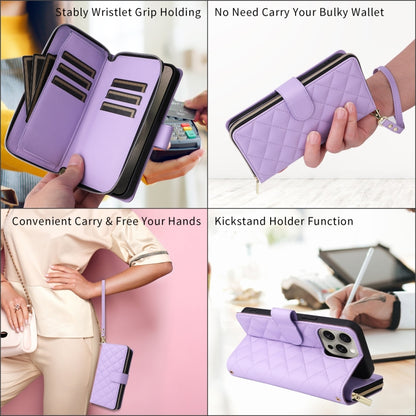 Crossbody Rhombic Zipper Tower Buckle Leather Phone Case with Lanyard, For iPhone SE 2022 / 2020 / 8 / 7, For iPhone 13 Pro Max, For iPhone 13 Pro, For iPhone 13 mini