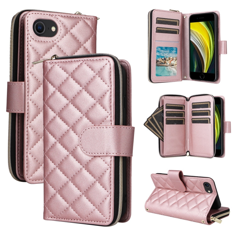 Crossbody Rhombic Zipper Tower Buckle Leather Phone Case with Lanyard, For iPhone SE 2022 / 2020 / 8 / 7, For iPhone 13 Pro Max, For iPhone 13 Pro, For iPhone 13 mini