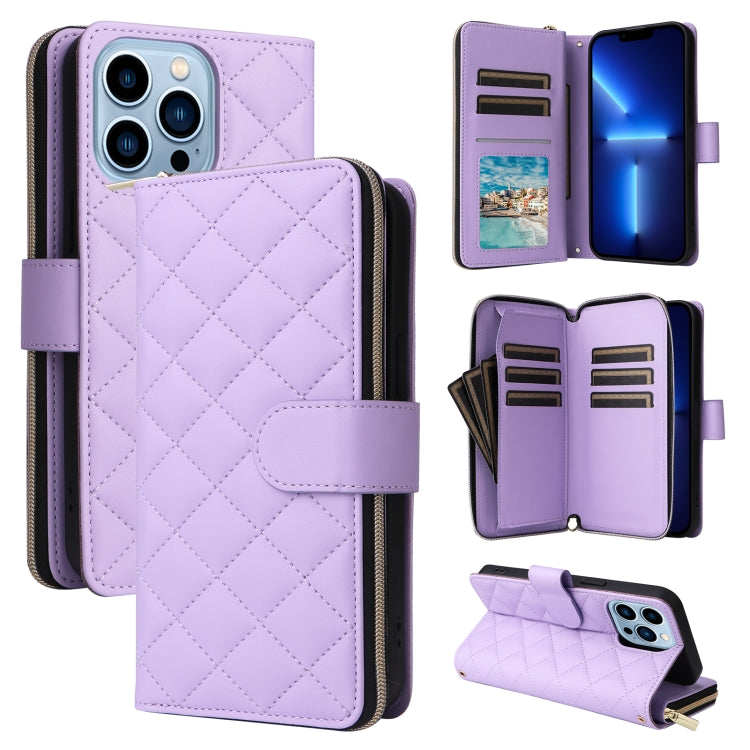 Crossbody Rhombic Zipper Tower Buckle Leather Phone Case with Lanyard, For iPhone SE 2022 / 2020 / 8 / 7, For iPhone 13 Pro Max, For iPhone 13 Pro, For iPhone 13 mini