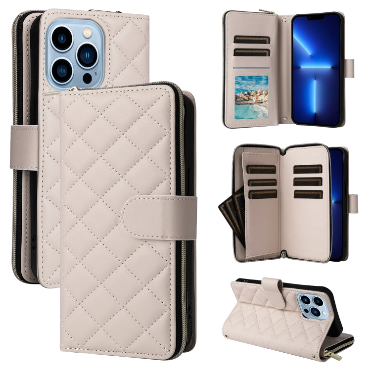 Crossbody Rhombic Zipper Tower Buckle Leather Phone Case with Lanyard, For iPhone SE 2022 / 2020 / 8 / 7, For iPhone 13 Pro Max, For iPhone 13 Pro, For iPhone 13 mini